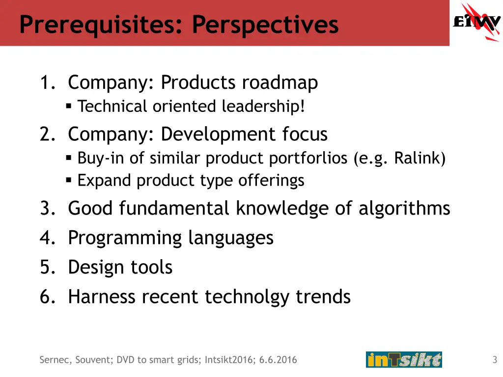 prerequisites perspectives