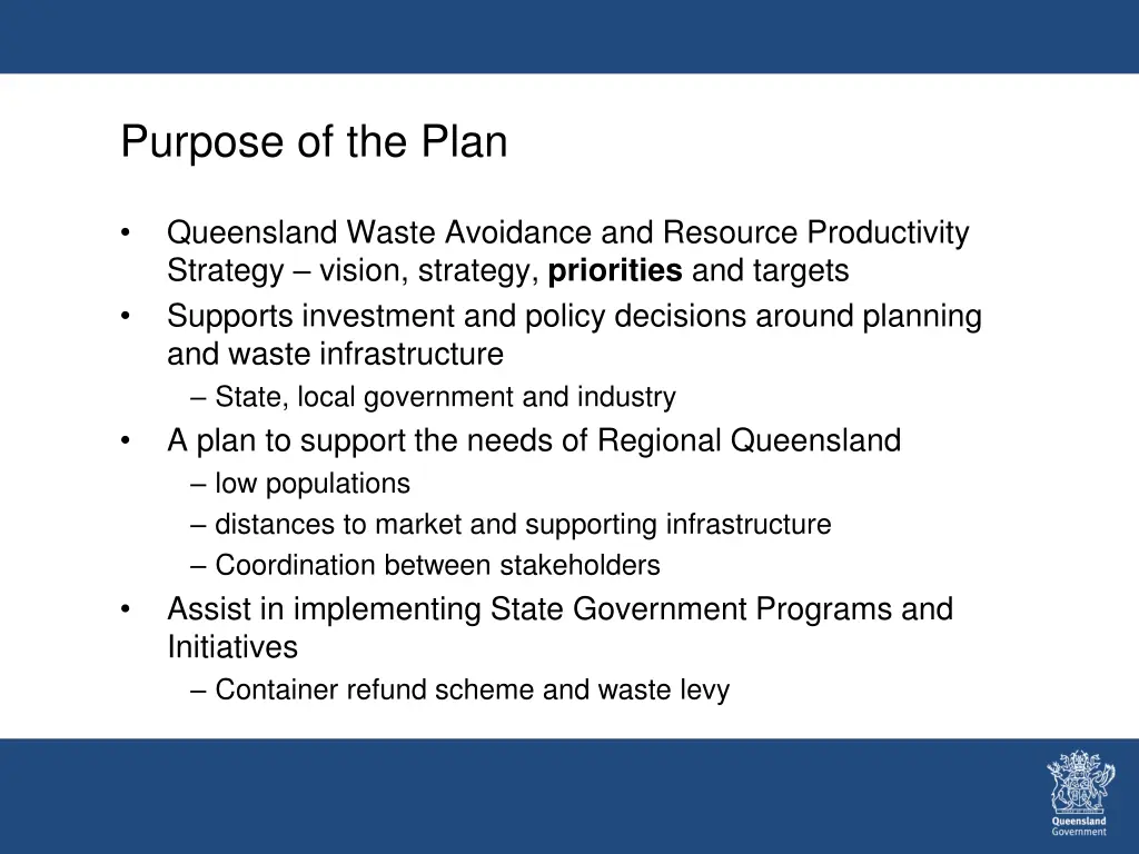 purpose of the plan