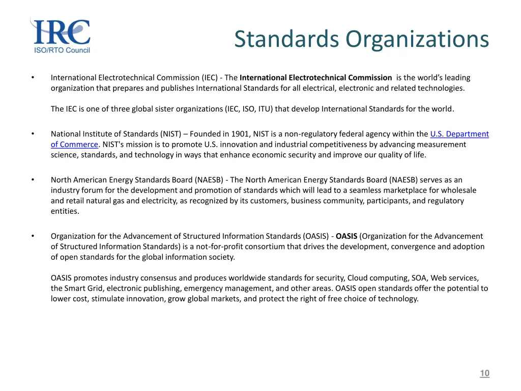standards organizations