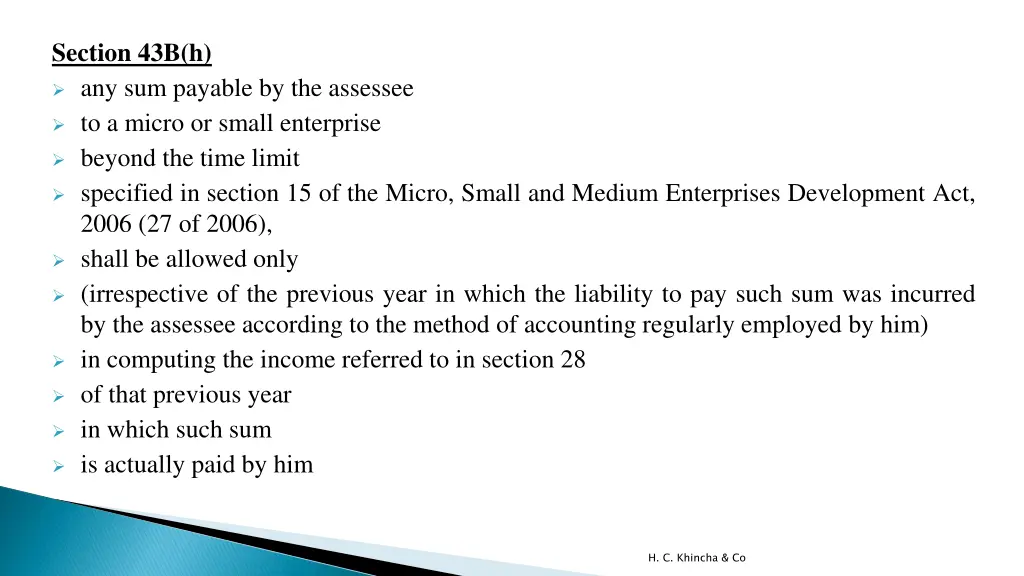 section 43b h any sum payable by the assessee