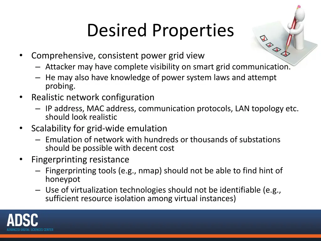 desired properties