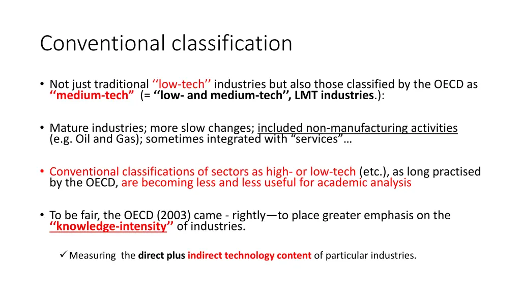 conventional classification