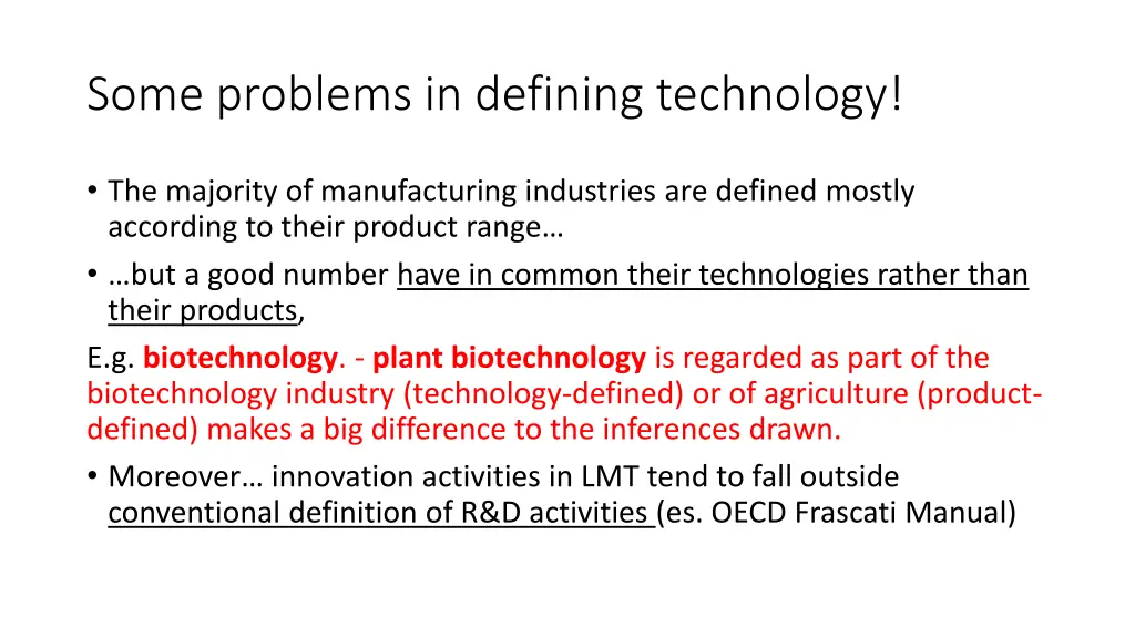 some problems in defining technology
