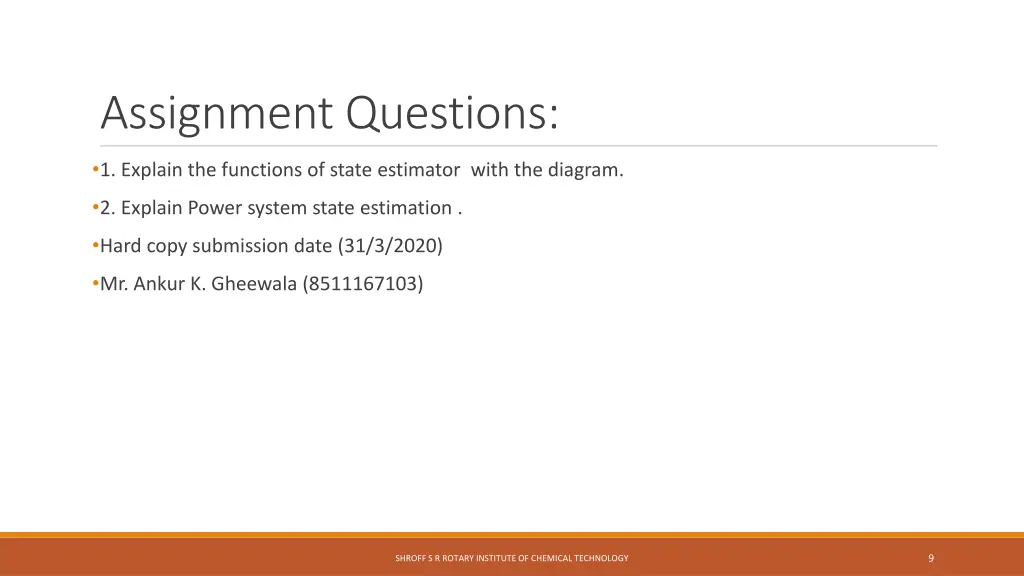 assignment questions