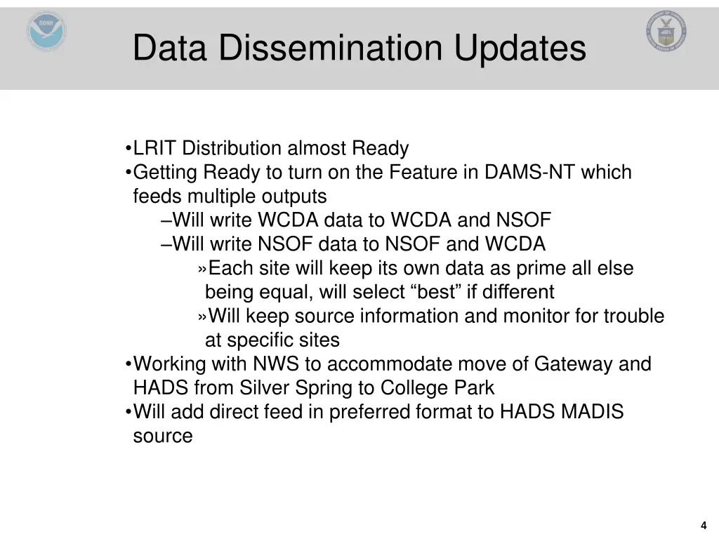 data dissemination updates