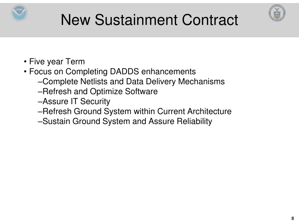 new sustainment contract