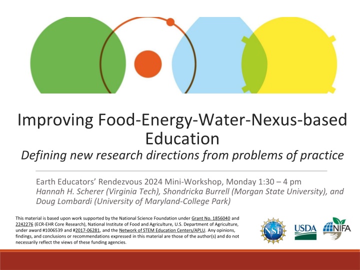 improving food energy water nexus based education