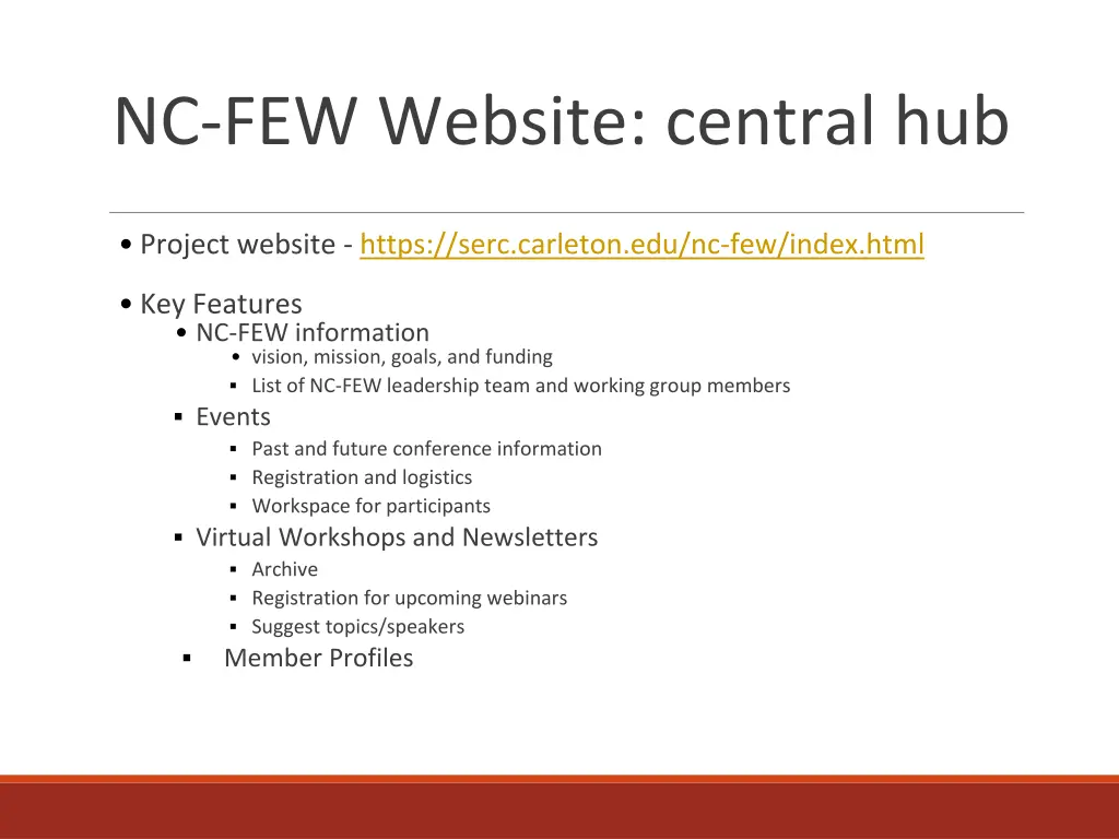 nc few website central hub