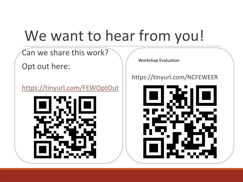 we want to hear from you can we share this work