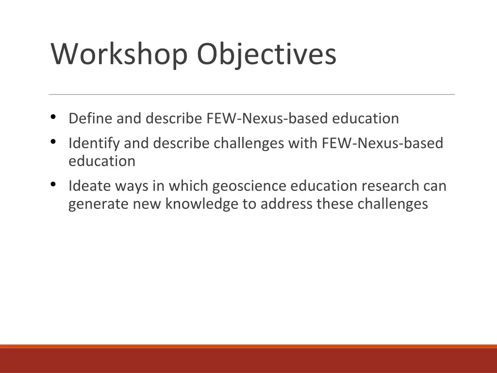 workshop objectives