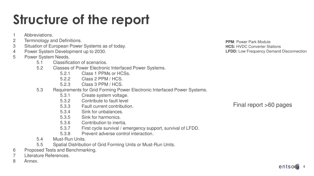 structure of the report