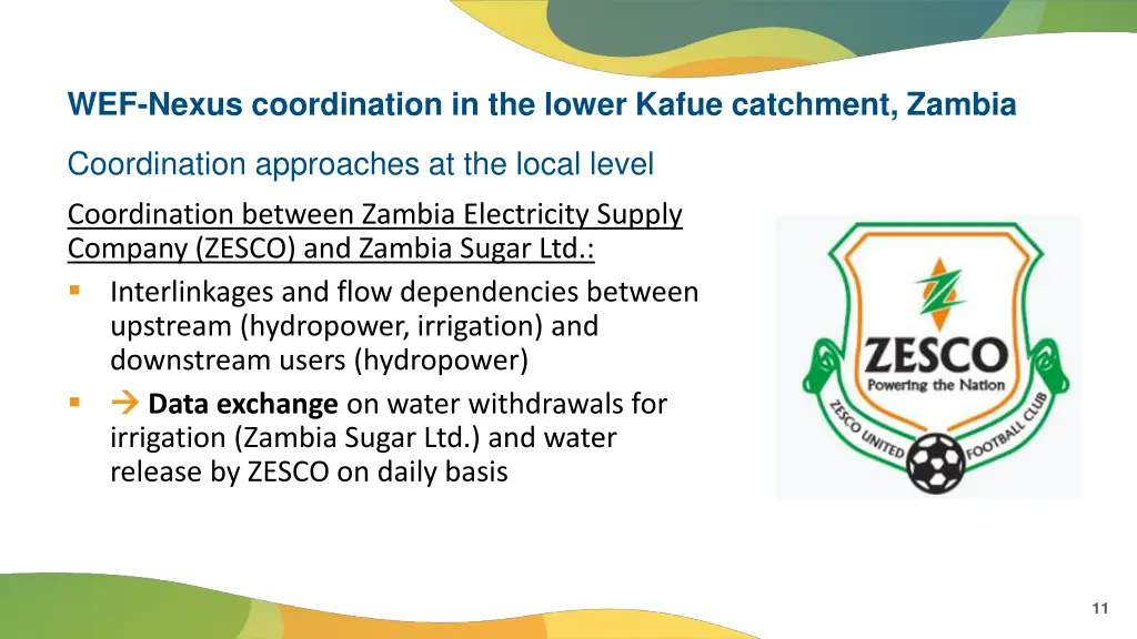 wef nexus coordination in the lower kafue 6