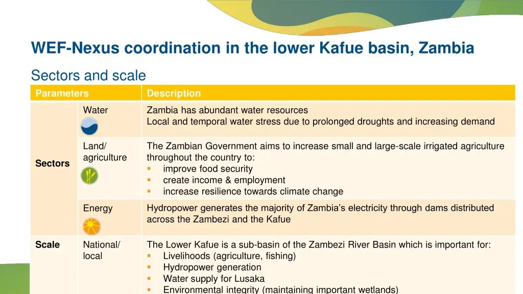 wef nexus coordination in the lower kafue basin 1