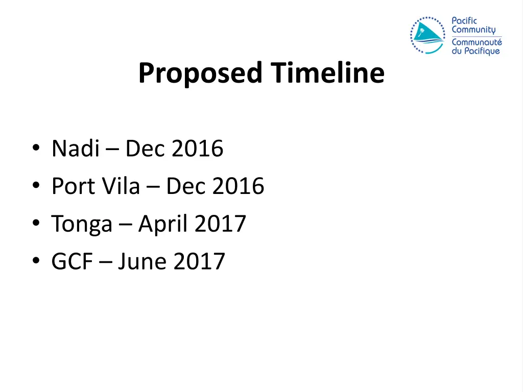proposed timeline