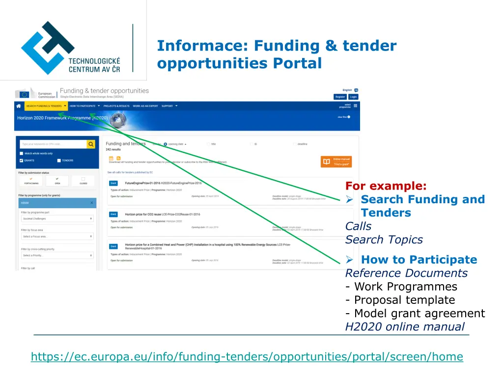 informace funding tender opportunities portal