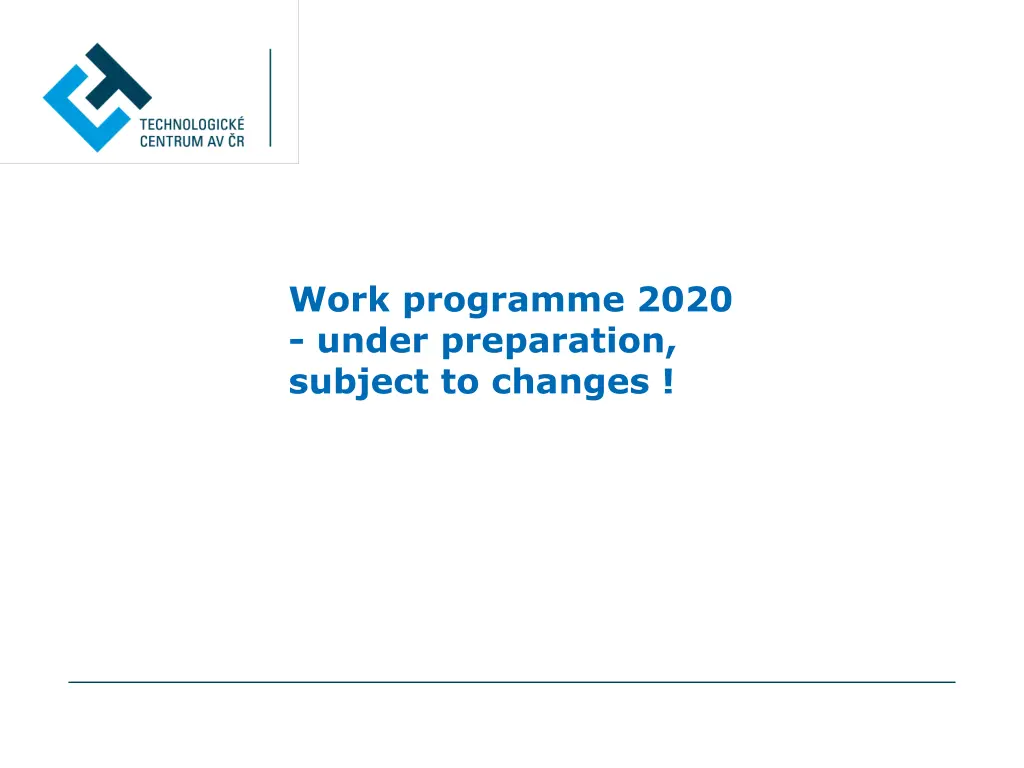 work programme 2020 under preparation subject