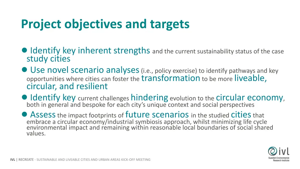 project objectives and targets