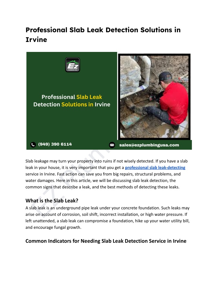 professional slab leak detection solutions