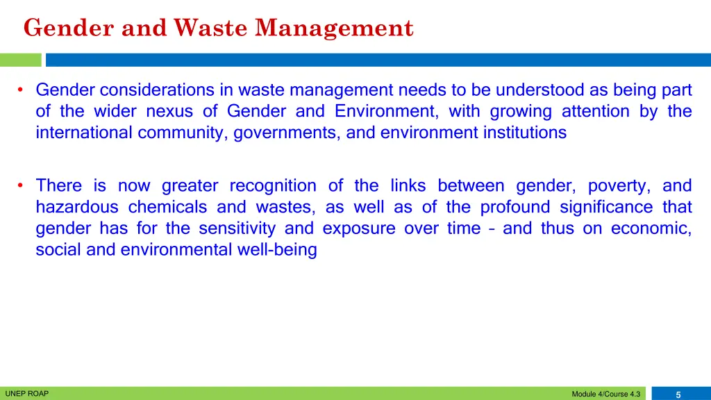 gender and waste management