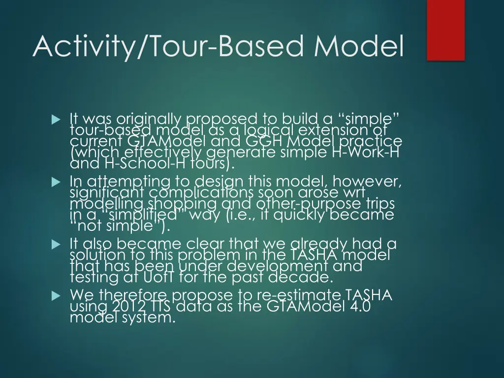 activity tour based model