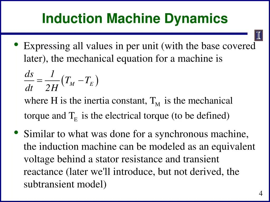 induction machine dynamics