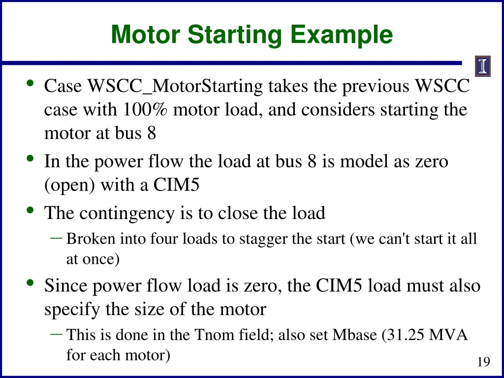 motor starting example