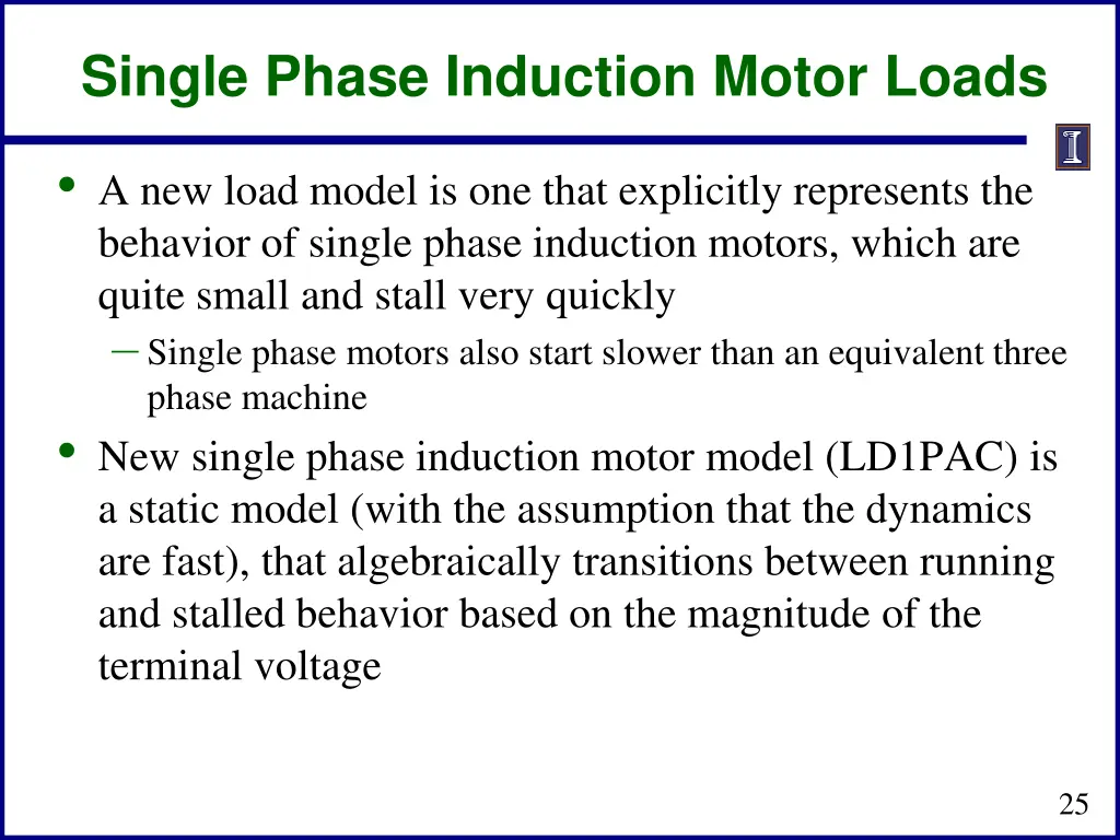 single phase induction motor loads