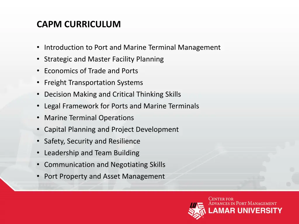 capm curriculum
