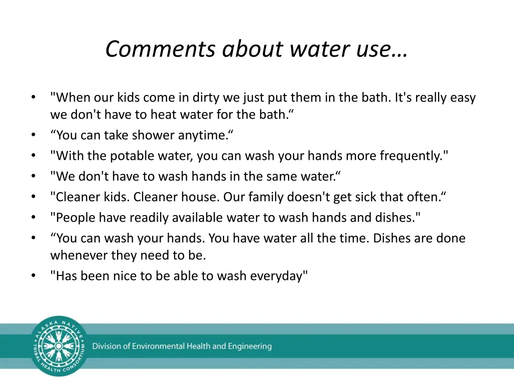 comments about water use