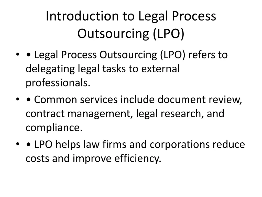 introduction to legal process outsourcing lpo