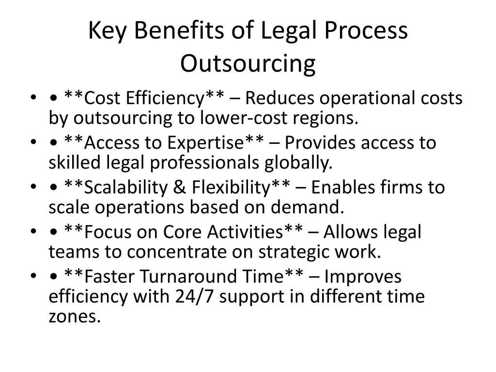 key benefits of legal process outsourcing cost