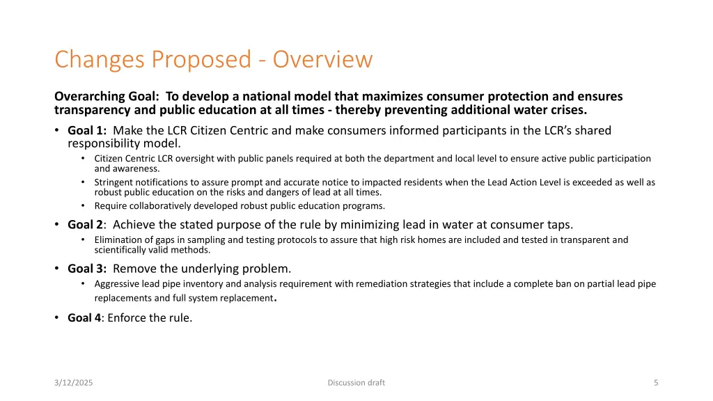 changes proposed overview