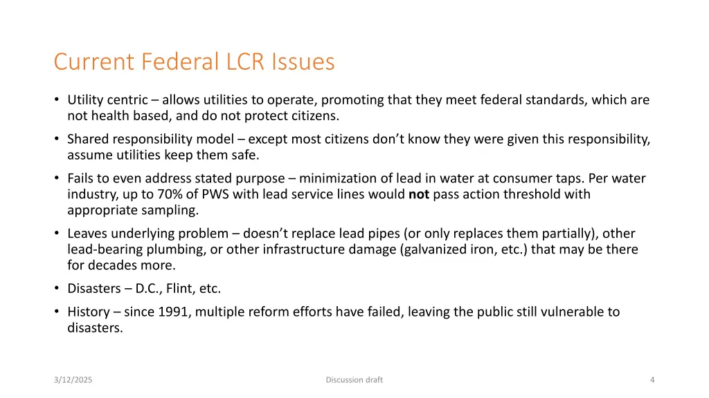 current federal lcr issues