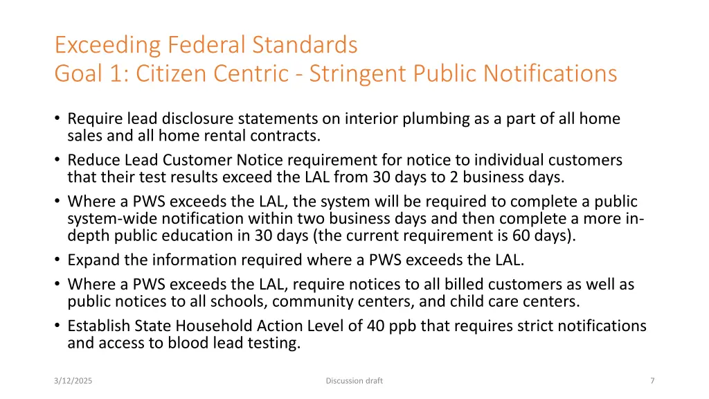 exceeding federal standards goal 1 citizen 1