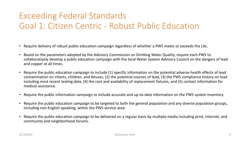 exceeding federal standards goal 1 citizen 2
