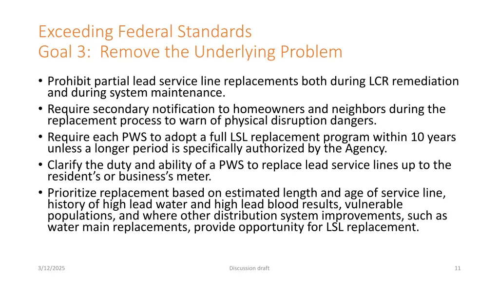 exceeding federal standards goal 3 remove