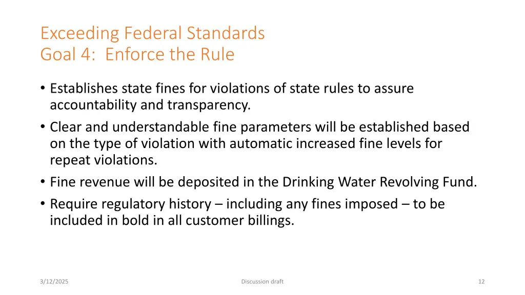 exceeding federal standards goal 4 enforce
