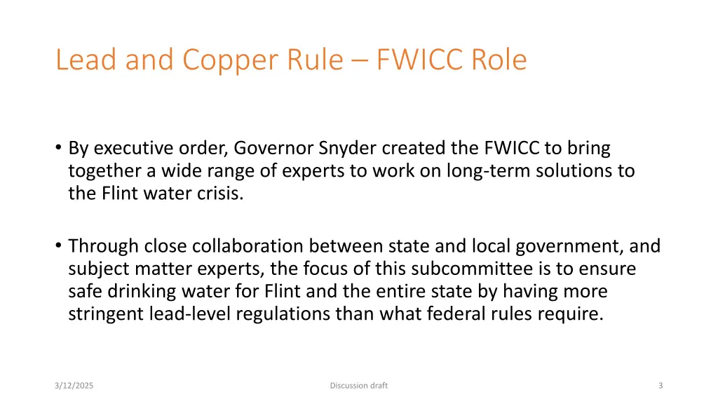 lead and copper rule fwicc role