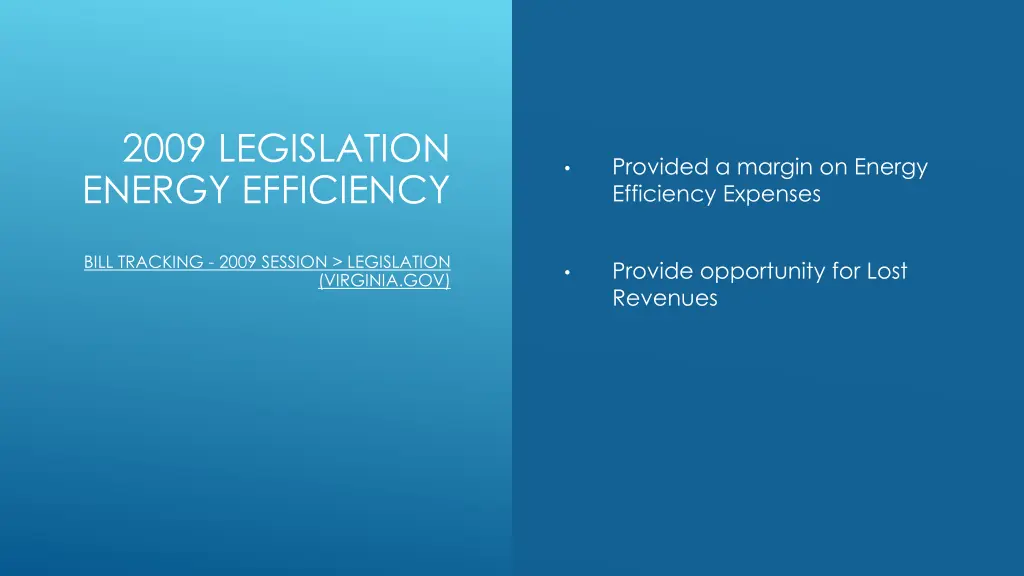 2009 legislation energy efficiency