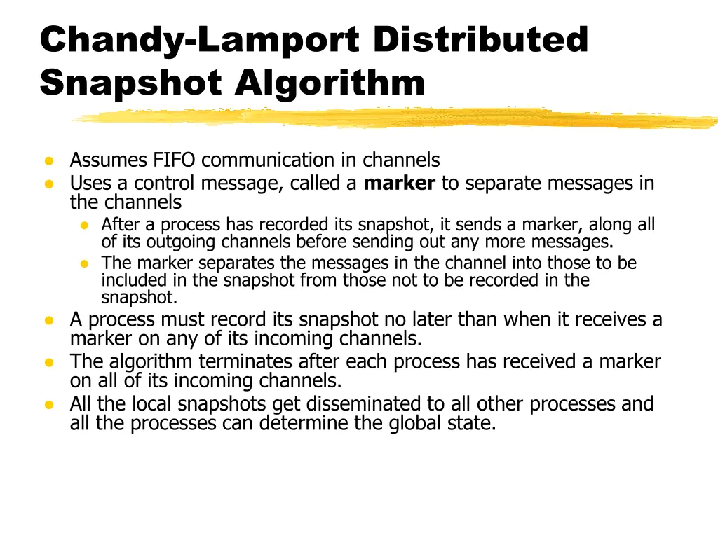 chandy lamport distributed snapshot algorithm