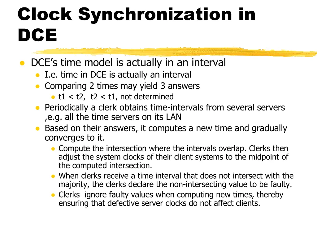 clock synchronization in dce