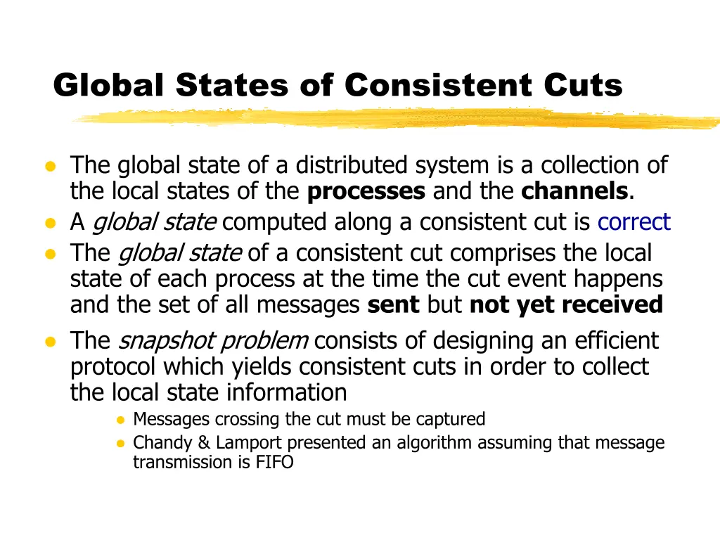 global states of consistent cuts
