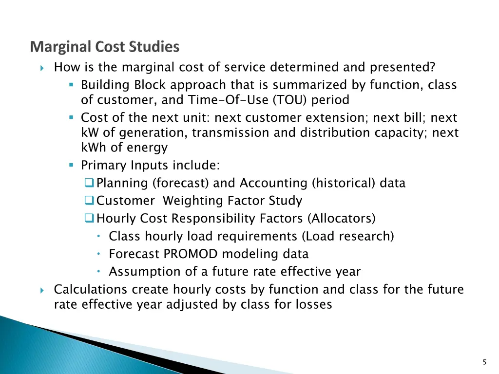 how is the marginal cost of service determined