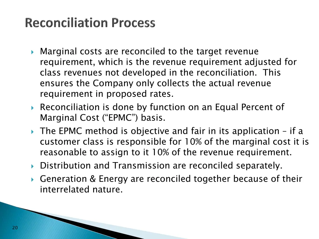 marginal costs are reconciled to the target