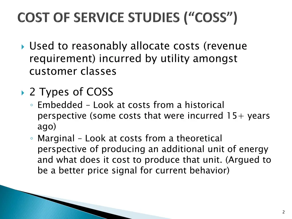used to reasonably allocate costs revenue