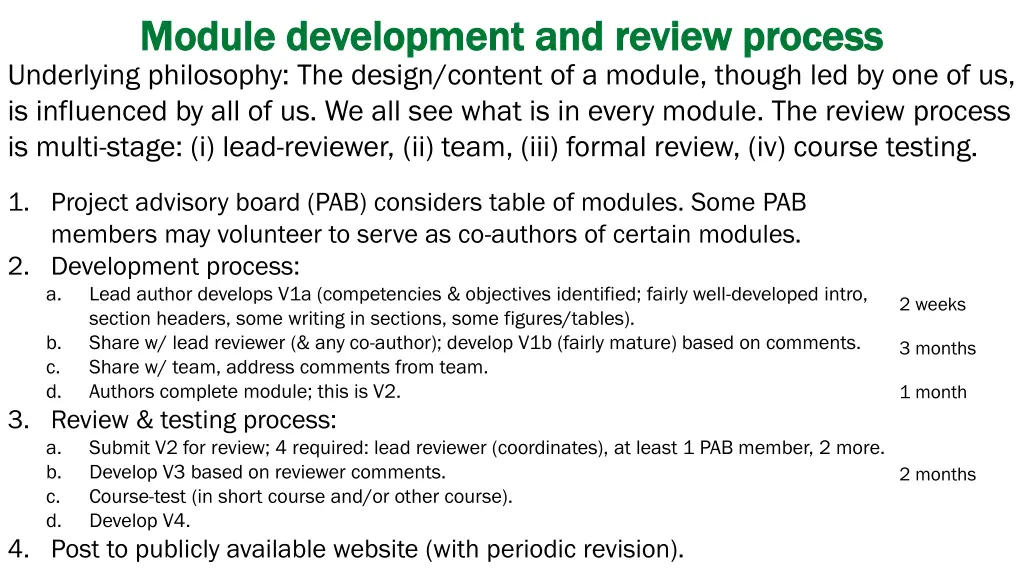 module development and review process module