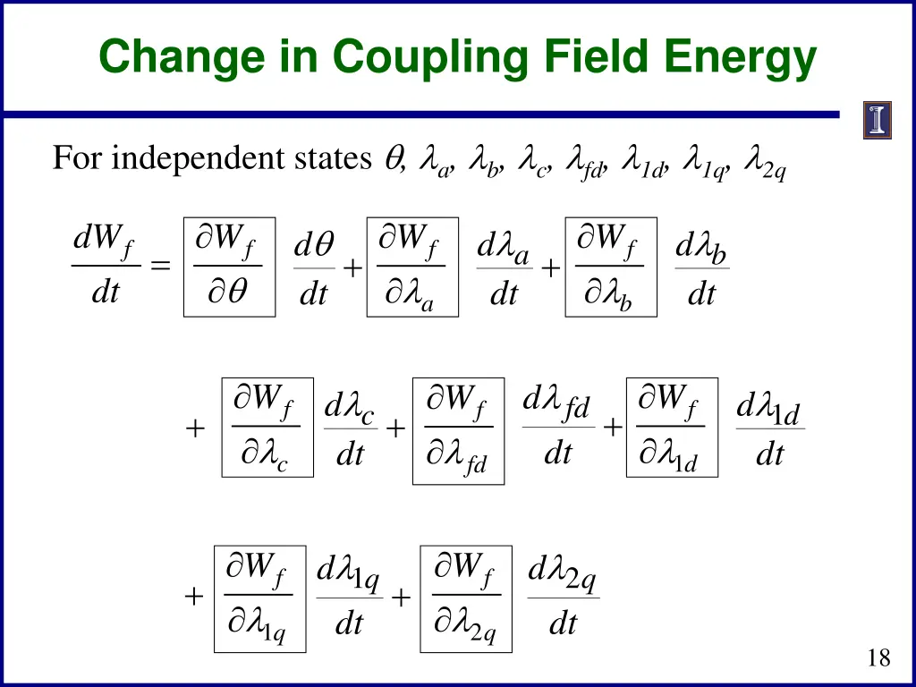 change in coupling field energy 1