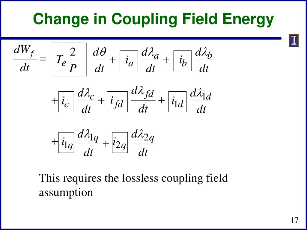 change in coupling field energy