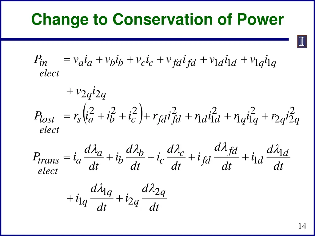 change to conservation of power