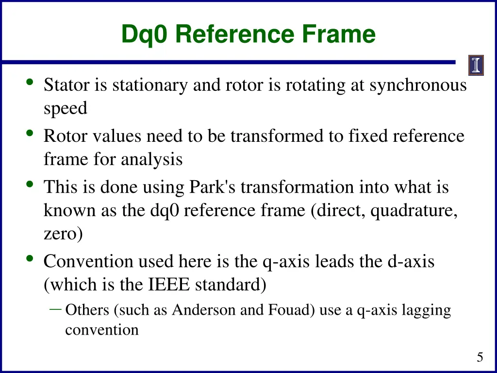 dq0 reference frame